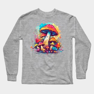 Trippy magic mashrooms watercolor vector Long Sleeve T-Shirt